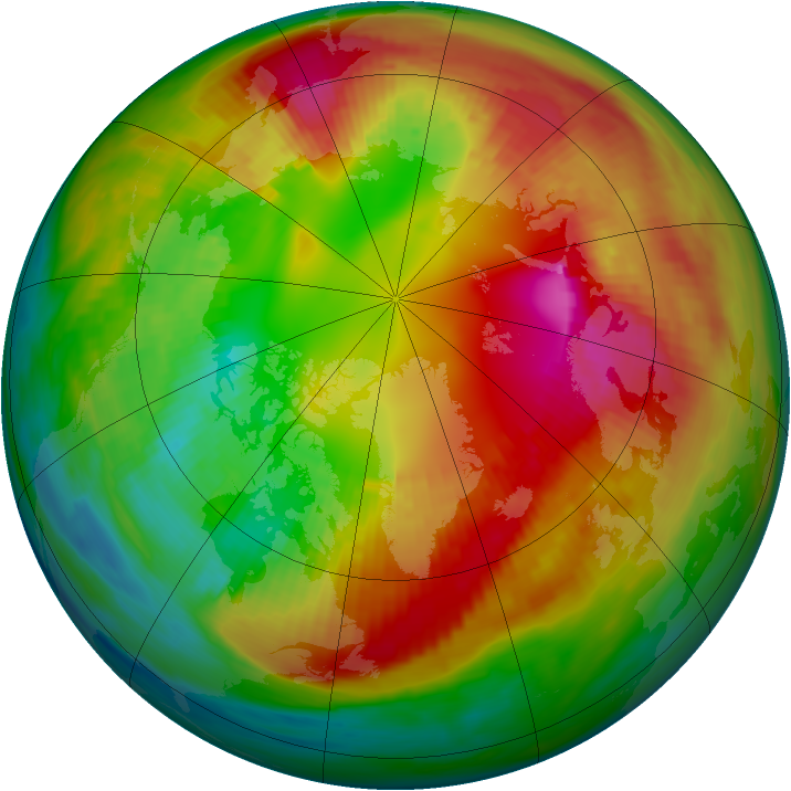Arctic ozone map for 17 February 1989